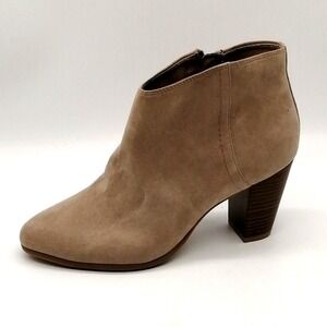 Old Navy Shoes Womens Ankle Bootie Taupe Block High Heel Side Zip 8